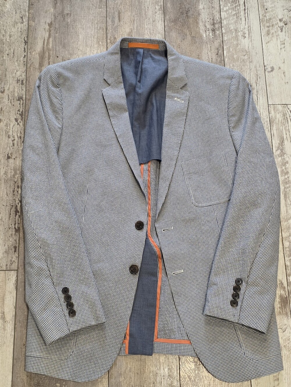 40R Men's Dockers Cotton Spring & Summer Blazer Blue White Mini Check Sport Coat